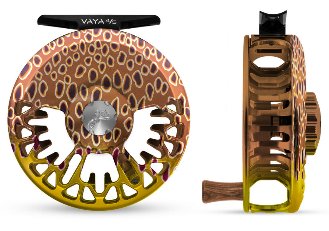 abel abstract steelhead fly reel Abel Vaya Fly Reel In Fish Graphics – Stillwater Fly Shop